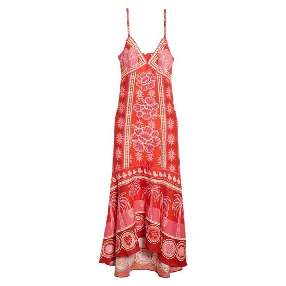 Farm Rio Summer SunriseEmbroidered Linen Maxi Dress NWT- Size L - Picture 5 of 15